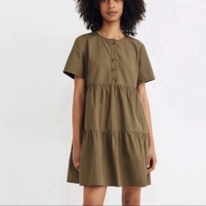 Madewell Button Front Tiered Mini Dress